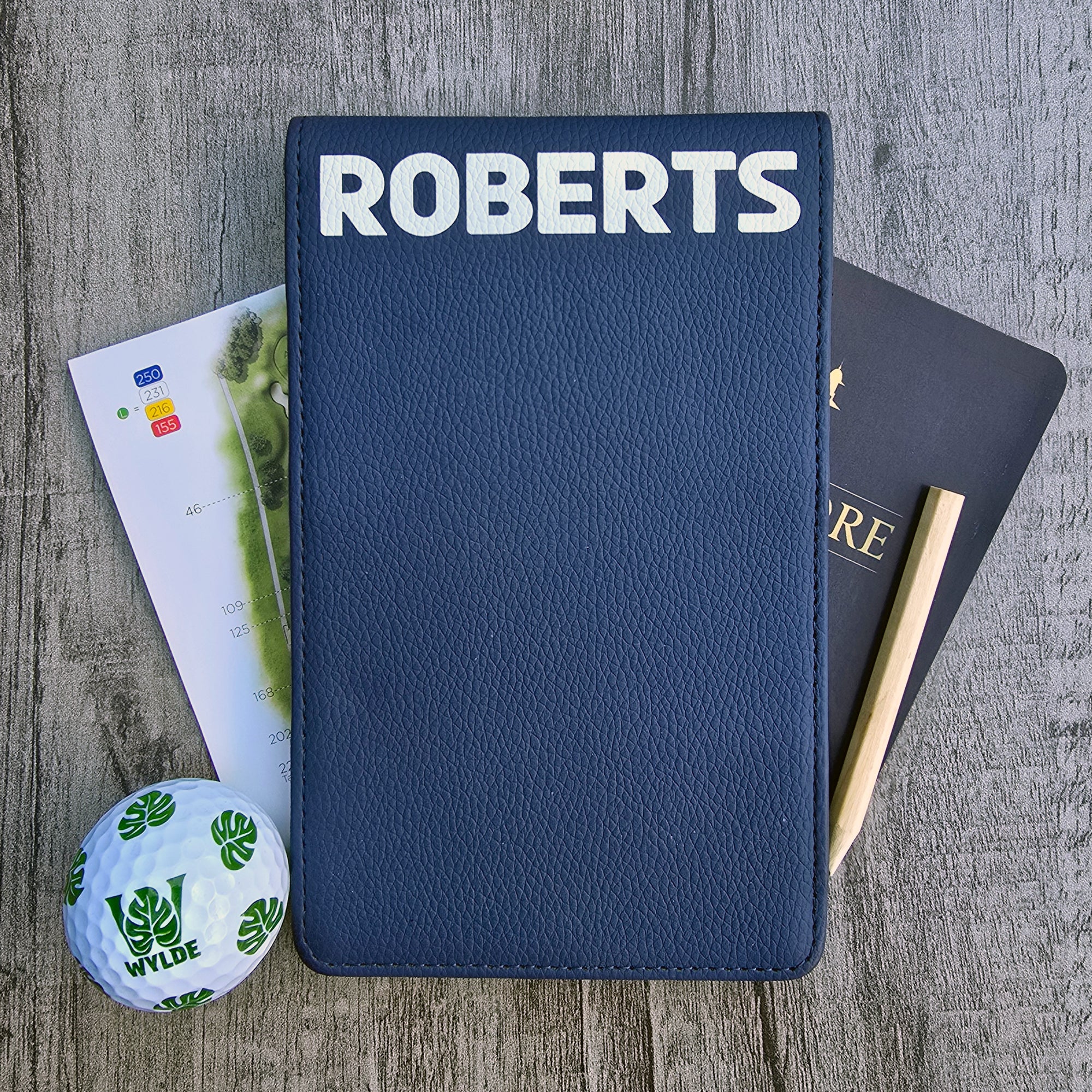 Blue Scorecard & Yardage Book Holder - Name Only