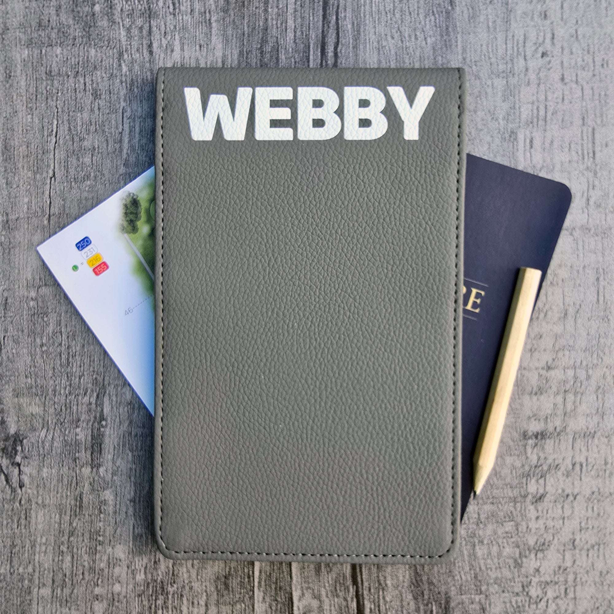 Grey Scorecard & Yardage Book Holder - Name Only