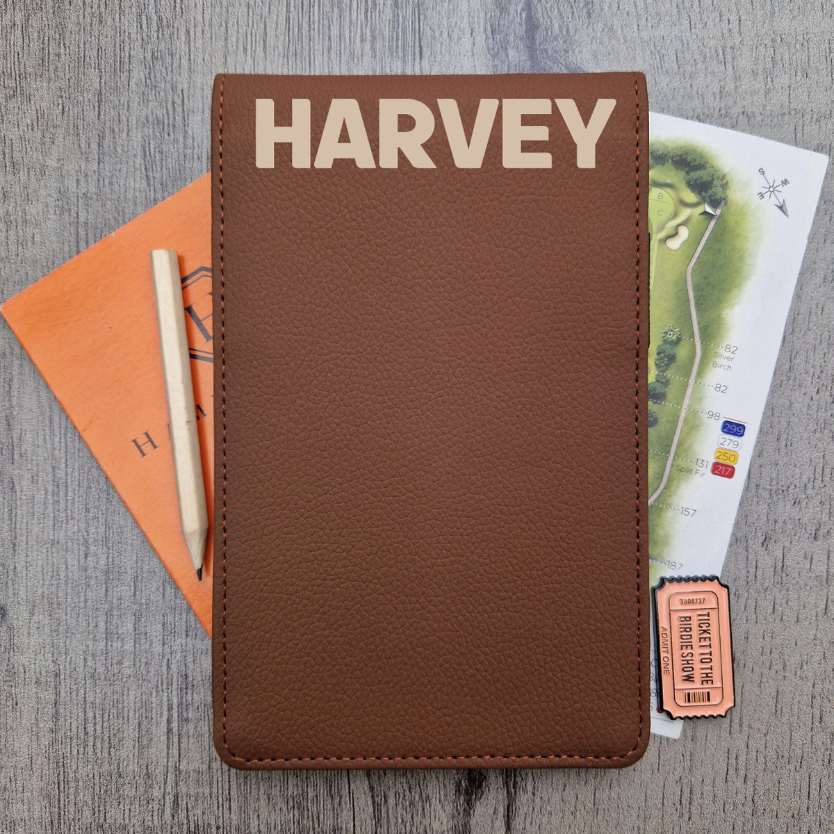 Dark Brown Scorecard & Yardage Book Holder - Name Only
