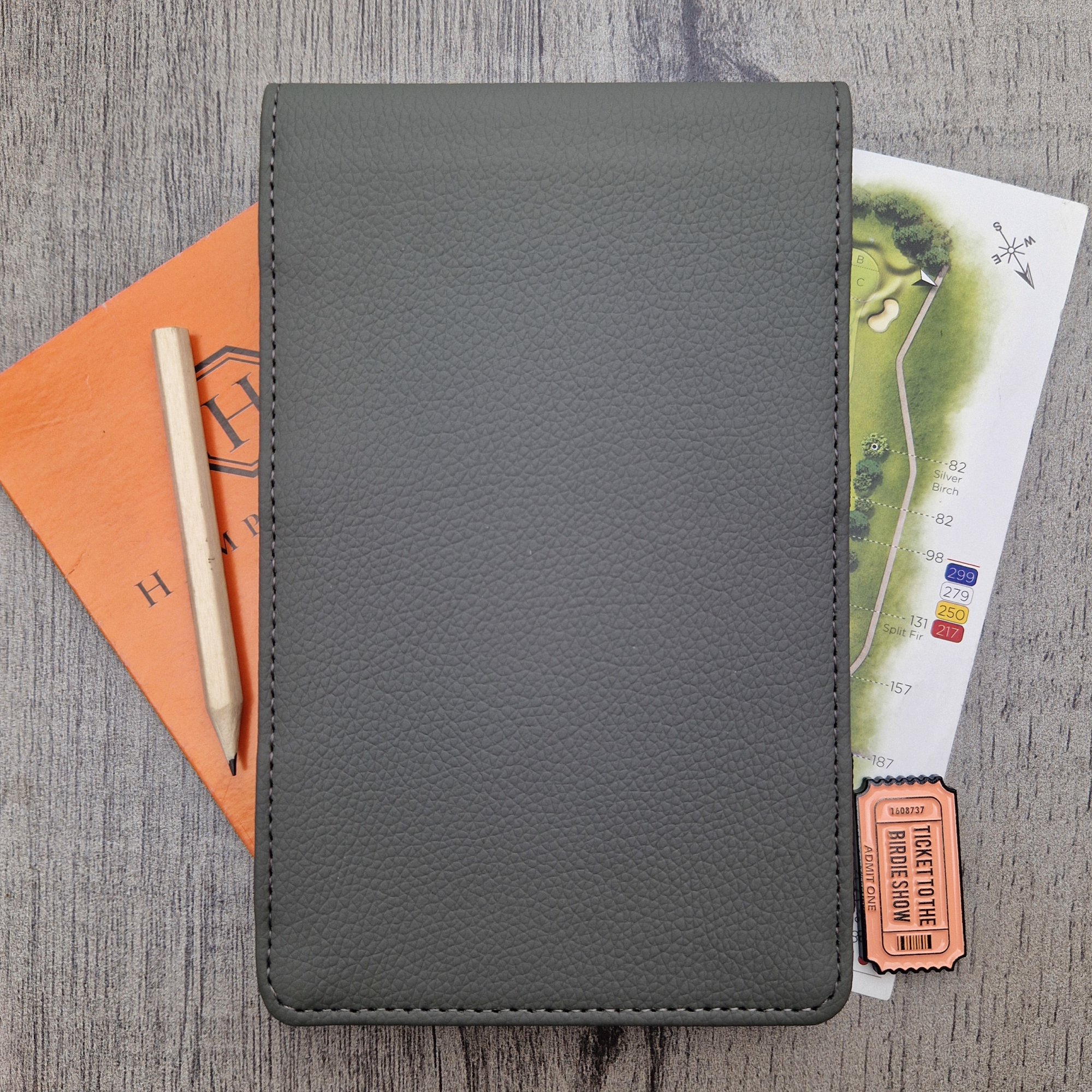Grey Scorecard & Yardage Book Holder - Name Only