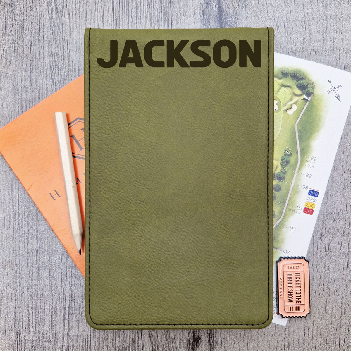 Olive Green Scorecard & Yardage Book Holder - Name Only