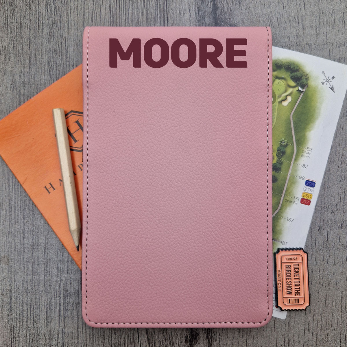 Pink Scorecard & Yardage Book Holder - Name Only