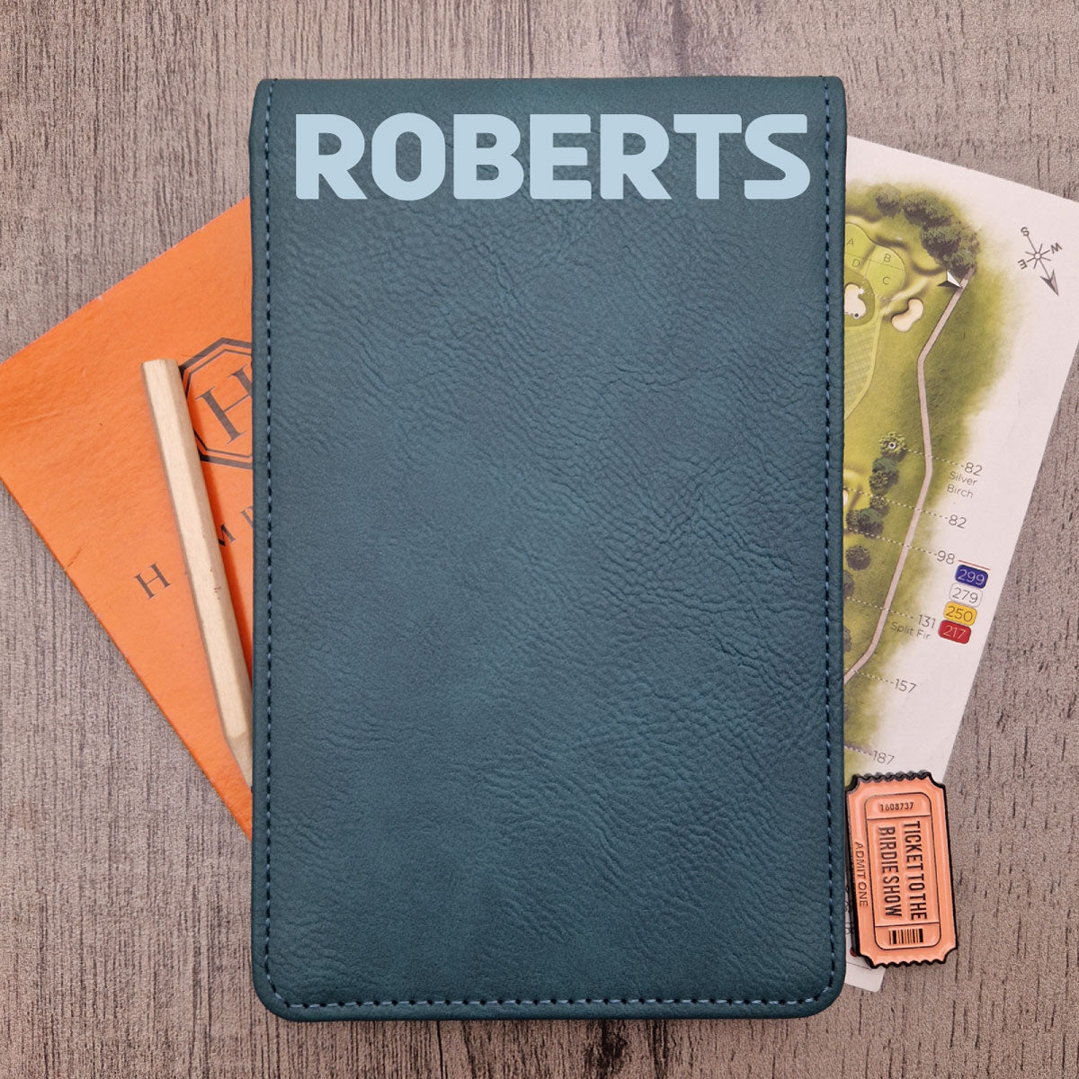 Teal Blue Scorecard & Yardage Book Holder - Name Only