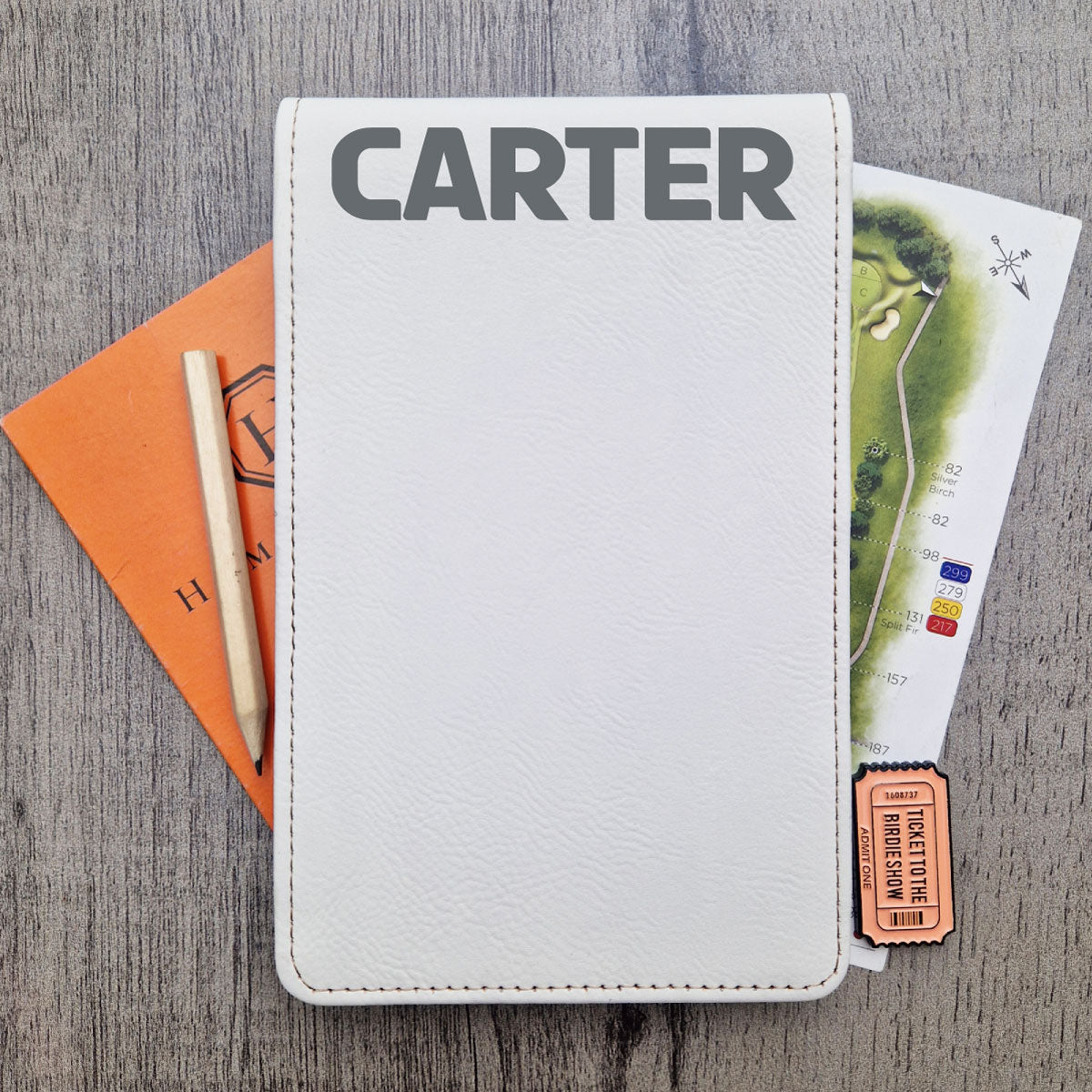 White Scorecard & Yardage Book Holder - Name Only