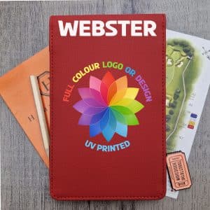 Red Scorecard Holder with Name & Logo