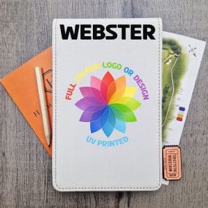 White Scorecard Holder with Name & Logo